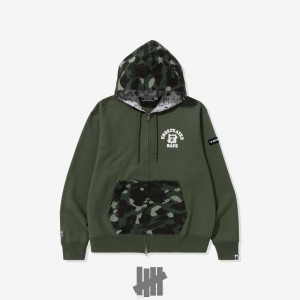 Undefeated Undftd BAPE X UNDEFEATED COLOR CAMO RELAXED ZIP HOODIE Fleeces Grün | YVPBH-7381