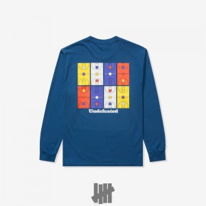 Undefeated Undftd UNDEFEATED COURTED L/S TEE Tees Blau | ICKFS-3975