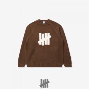 Undefeated Undftd UNDEFEATED LOGO CREWNECK SWEATER Knit Tops Braun | ZWCDV-3217