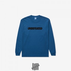 Undefeated Undftd UNDEFEATED LOGO L/S TEE Tees Blau | LWPNG-7065