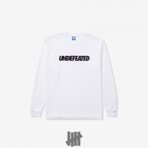 Undefeated Undftd UNDEFEATED LOGO L/S TEE Tees Weiß | VJIKB-9362