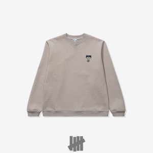 Undefeated Undftd UNDEFEATED PREMIUM ICON CREWNECK Fleeces Grau | OQLRI-3129