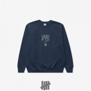 Undefeated Undftd UNDEFEATED ROOTS CREWNECK Fleeces Blau | QYIGL-4610