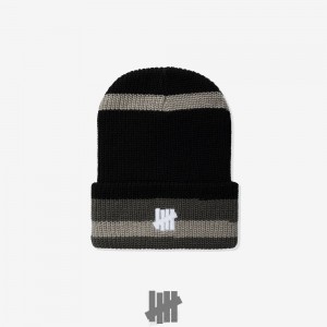 Undefeated Undftd UNDEFEATED STRIPED ICON BEANIE Kopfbedeckung Grau | OXMTD-6204