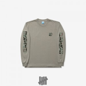 Undefeated Undftd UNDEFEATED TIGER CAMO LOGO LOCKUP L/S TEE Tees Grau | BVEJF-8269