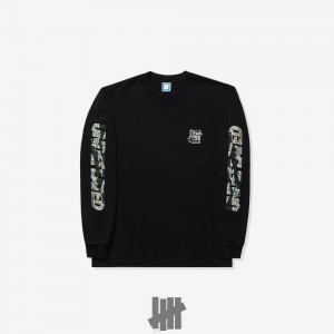 Undefeated Undftd UNDEFEATED TIGER CAMO LOGO LOCKUP L/S TEE Tees Schwarz | HDTWC-4172