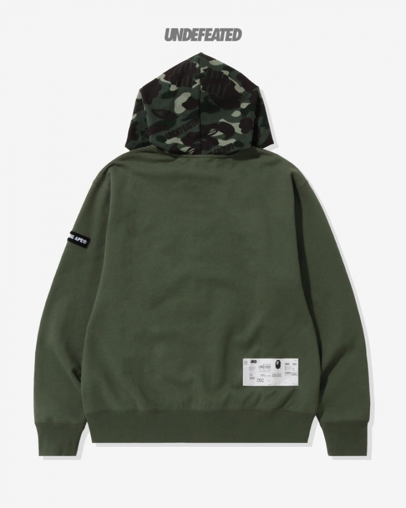 Undefeated Undftd BAPE X UNDEFEATED COLOR CAMO RELAXED ZIP HOODIE Fleeces Grün | YVPBH-7381