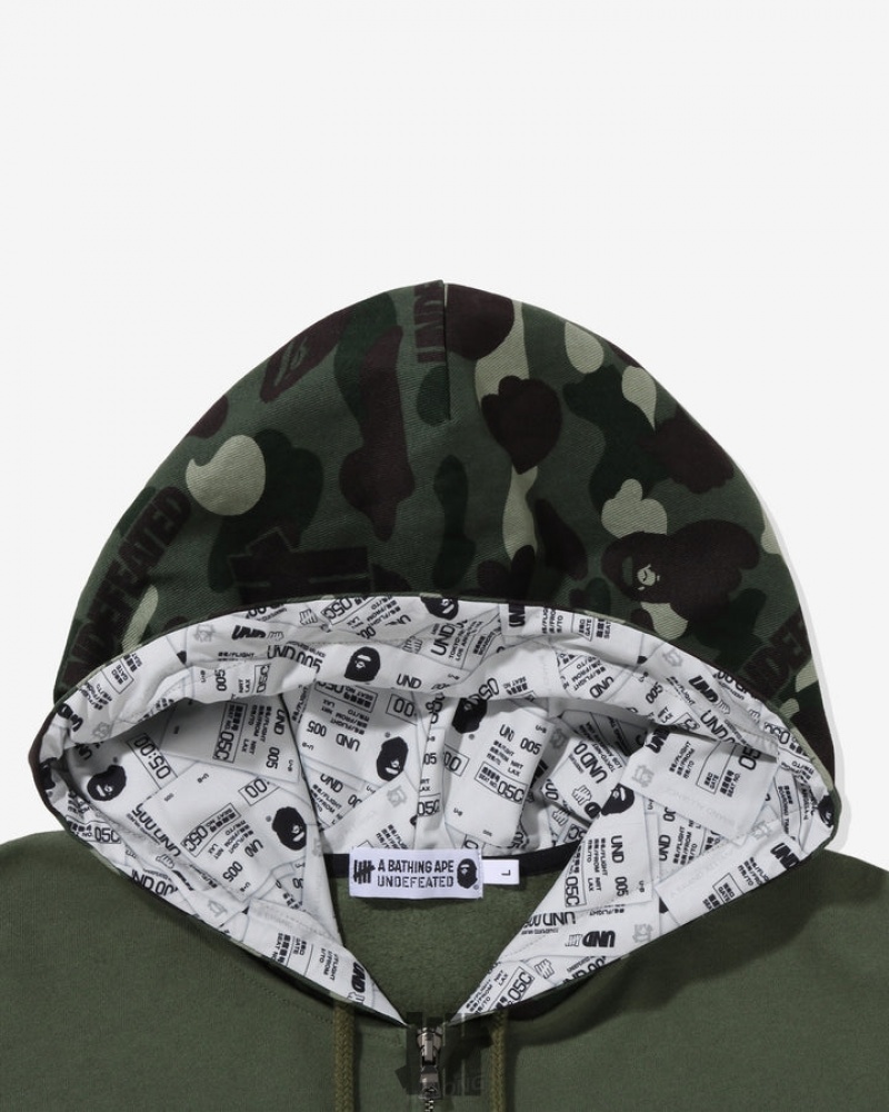 Undefeated Undftd BAPE X UNDEFEATED COLOR CAMO RELAXED ZIP HOODIE Fleeces Grün | YVPBH-7381