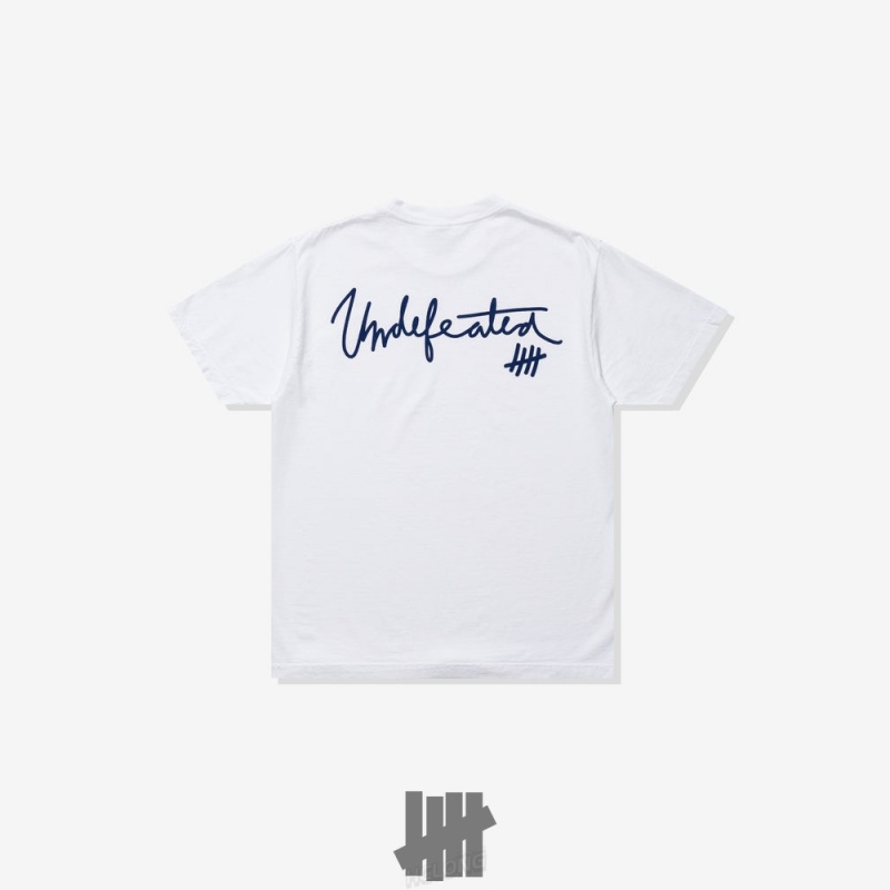 Undefeated Undftd UNDEFEATED BASEBALL SCRIPT S/S TEE Tees Weiß | HYBMG-8075