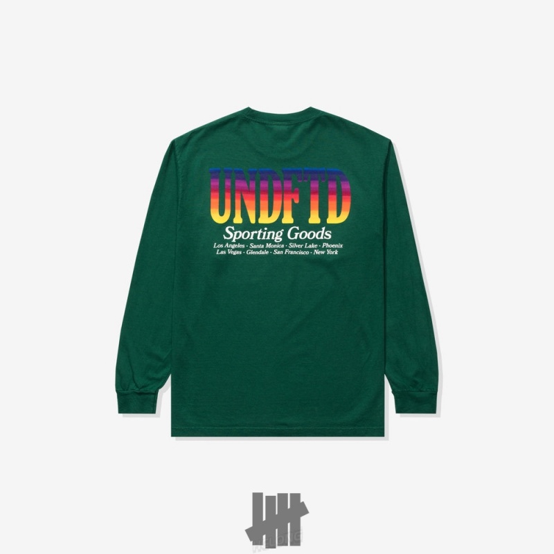 Undefeated Undftd UNDEFEATED GRADIENT L/S TEE Tees Grün | ZDWQN-0869