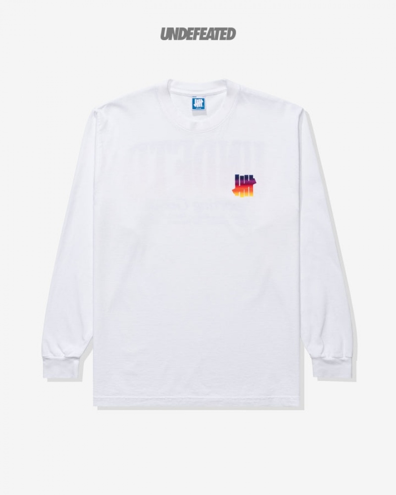 Undefeated Undftd UNDEFEATED GRADIENT L/S TEE Tees Weiß | EISVK-2384