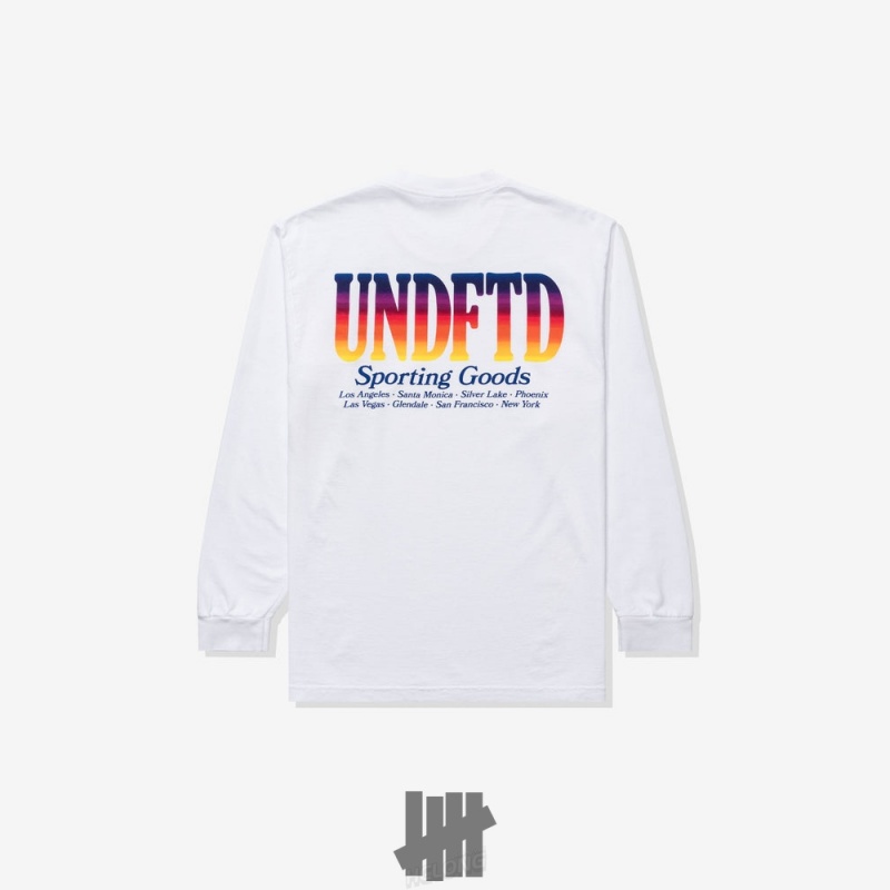 Undefeated Undftd UNDEFEATED GRADIENT L/S TEE Tees Weiß | EISVK-2384