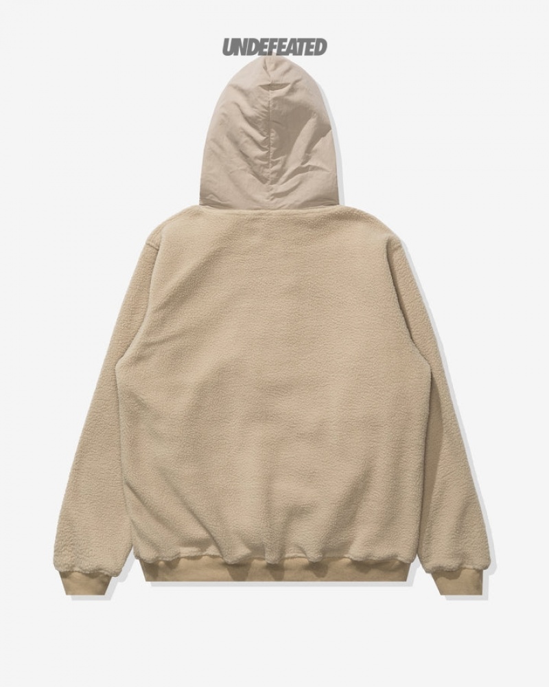 Undefeated Undftd UNDEFEATED HIGH PILE PULLOVER HOOD Fleeces Khaki | FJCGH-3185