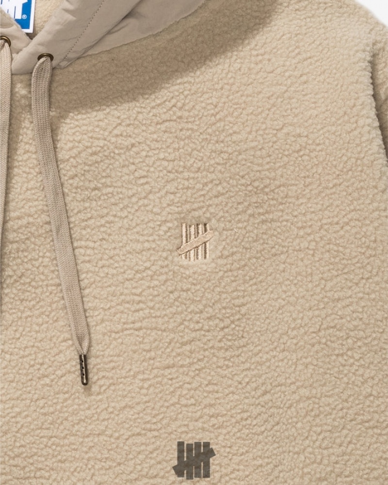 Undefeated Undftd UNDEFEATED HIGH PILE PULLOVER HOOD Fleeces Khaki | FJCGH-3185