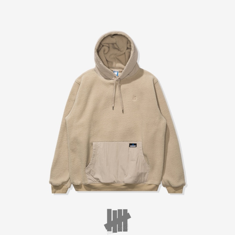 Undefeated Undftd UNDEFEATED HIGH PILE PULLOVER HOOD Fleeces Khaki | FJCGH-3185