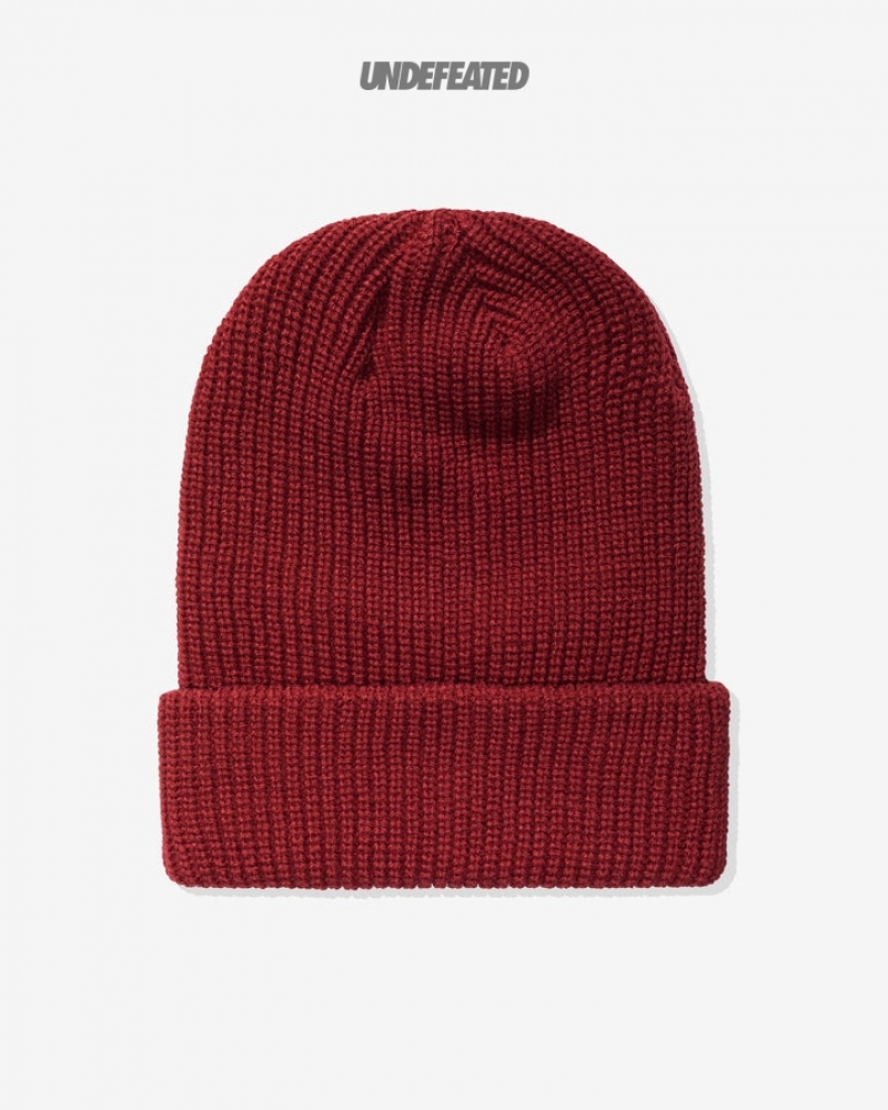 Undefeated Undftd UNDEFEATED ICON APPLIQUE BEANIE Kopfbedeckung Rot | WCOIV-5289