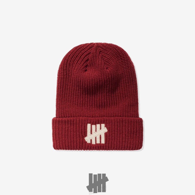 Undefeated Undftd UNDEFEATED ICON APPLIQUE BEANIE Kopfbedeckung Rot | WCOIV-5289