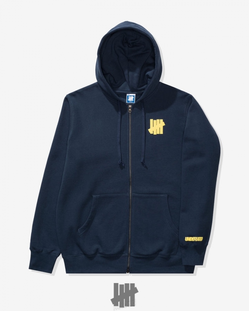 Undefeated Undftd UNDEFEATED ICON ZIP HOODIE Fleeces Blau | STNEJ-6734