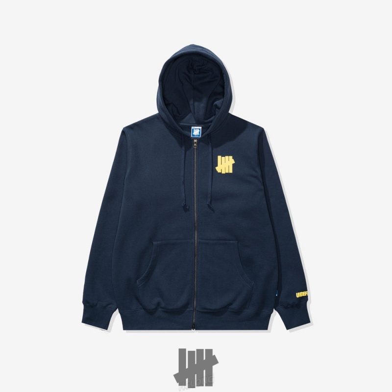 Undefeated Undftd UNDEFEATED ICON ZIP HOODIE Fleeces Blau | STNEJ-6734