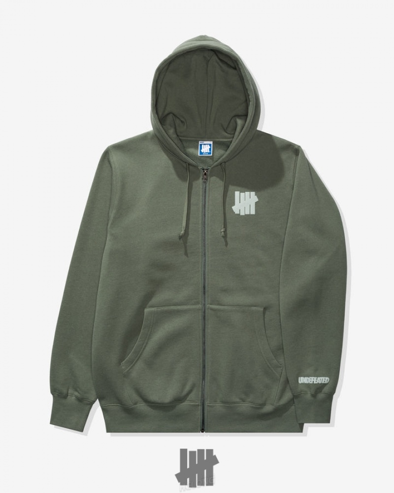 Undefeated Undftd UNDEFEATED ICON ZIP HOODIE Fleeces Dunkel | QPOXV-9682