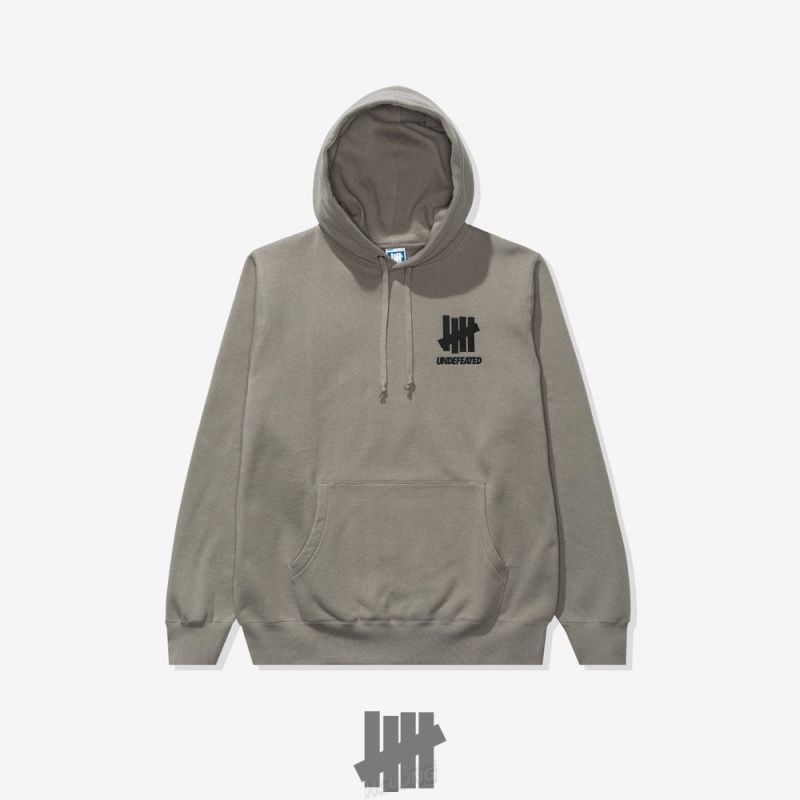 Undefeated Undftd UNDEFEATED LOGO LOCKUP PULLOVER HOOD Fleeces Grau | SVWYX-8301