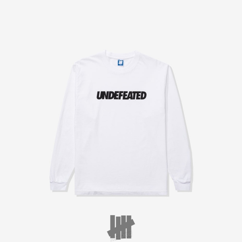 Undefeated Undftd UNDEFEATED LOGO L/S TEE Tees Weiß | VJIKB-9362