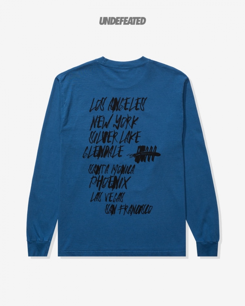 Undefeated Undftd UNDEFEATED LOVE & SPORTS L/S TEE Tees Blau | XRFLN-6431