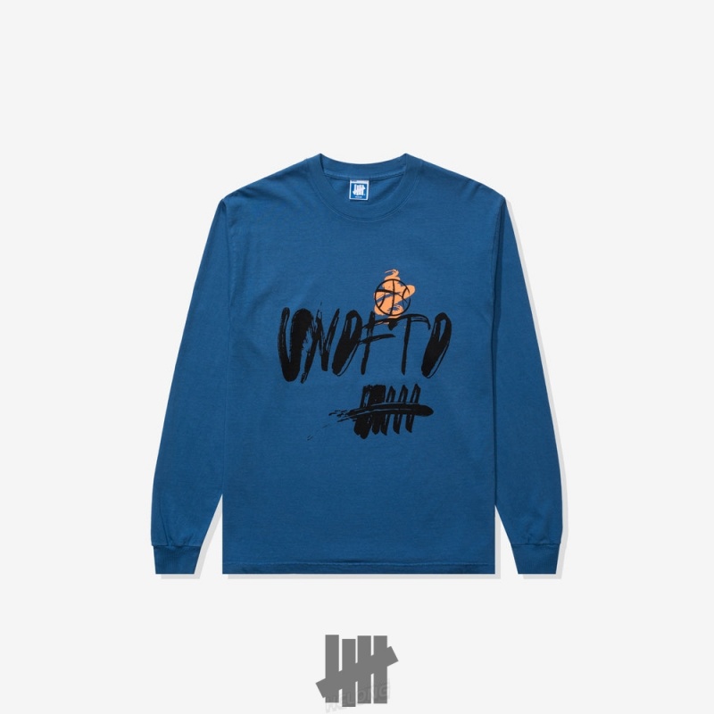 Undefeated Undftd UNDEFEATED LOVE & SPORTS L/S TEE Tees Blau | XRFLN-6431