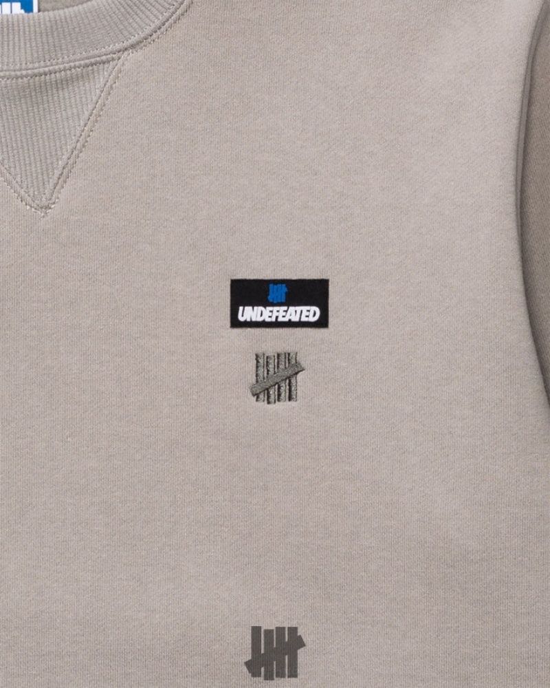 Undefeated Undftd UNDEFEATED PREMIUM ICON CREWNECK Fleeces Grau | OQLRI-3129