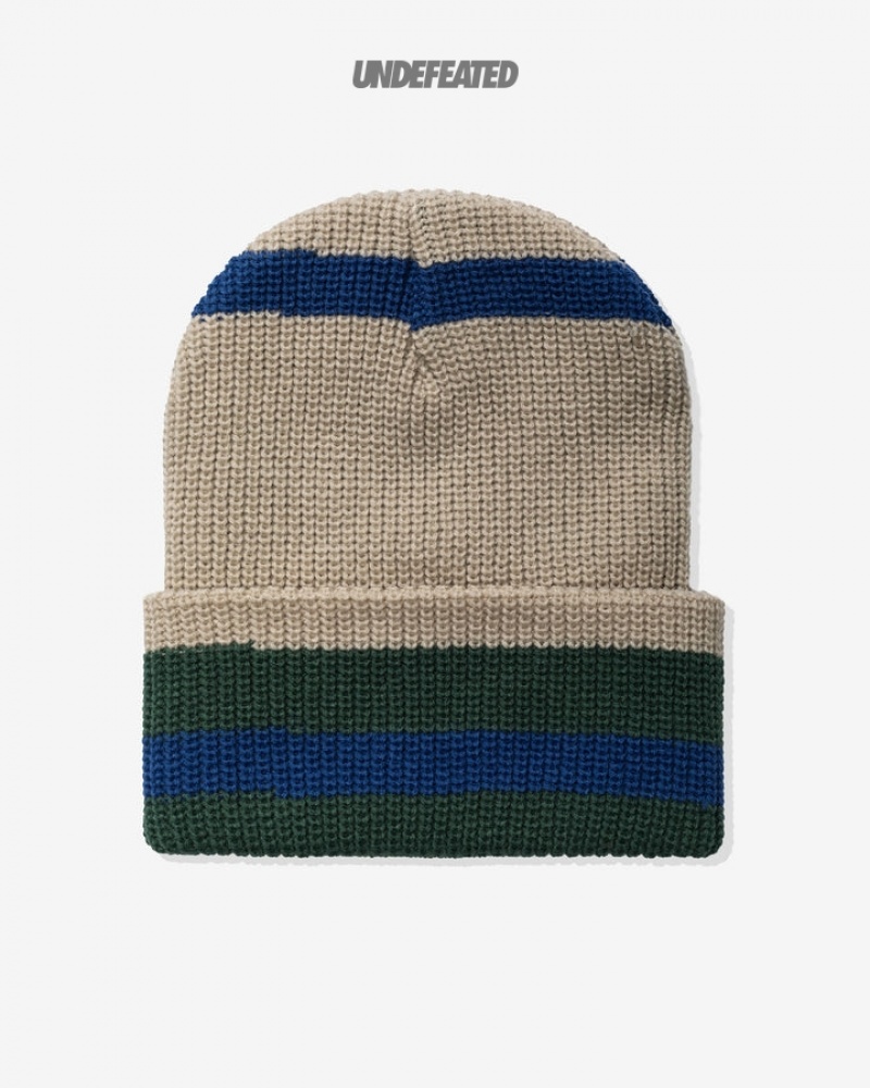 Undefeated Undftd UNDEFEATED STRIPED ICON BEANIE Kopfbedeckung Grün | NDFLU-5403