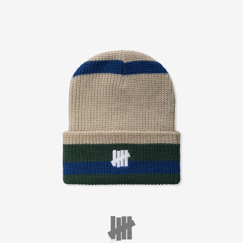 Undefeated Undftd UNDEFEATED STRIPED ICON BEANIE Kopfbedeckung Grün | NDFLU-5403