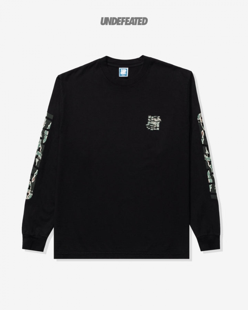 Undefeated Undftd UNDEFEATED TIGER CAMO LOGO LOCKUP L/S TEE Tees Schwarz | HDTWC-4172