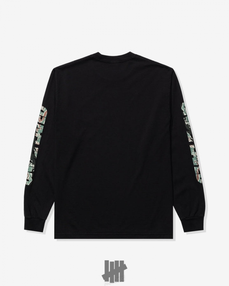 Undefeated Undftd UNDEFEATED TIGER CAMO LOGO LOCKUP L/S TEE Tees Schwarz | HDTWC-4172