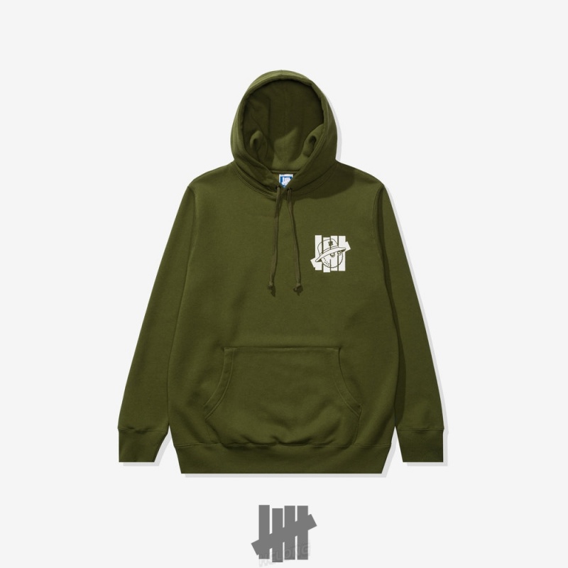 Undefeated Undftd UNDEFEATED X MALBON LOGO LOCKUP PULLOVER HOODIE Fleeces Olivgrün | YHELZ-0238